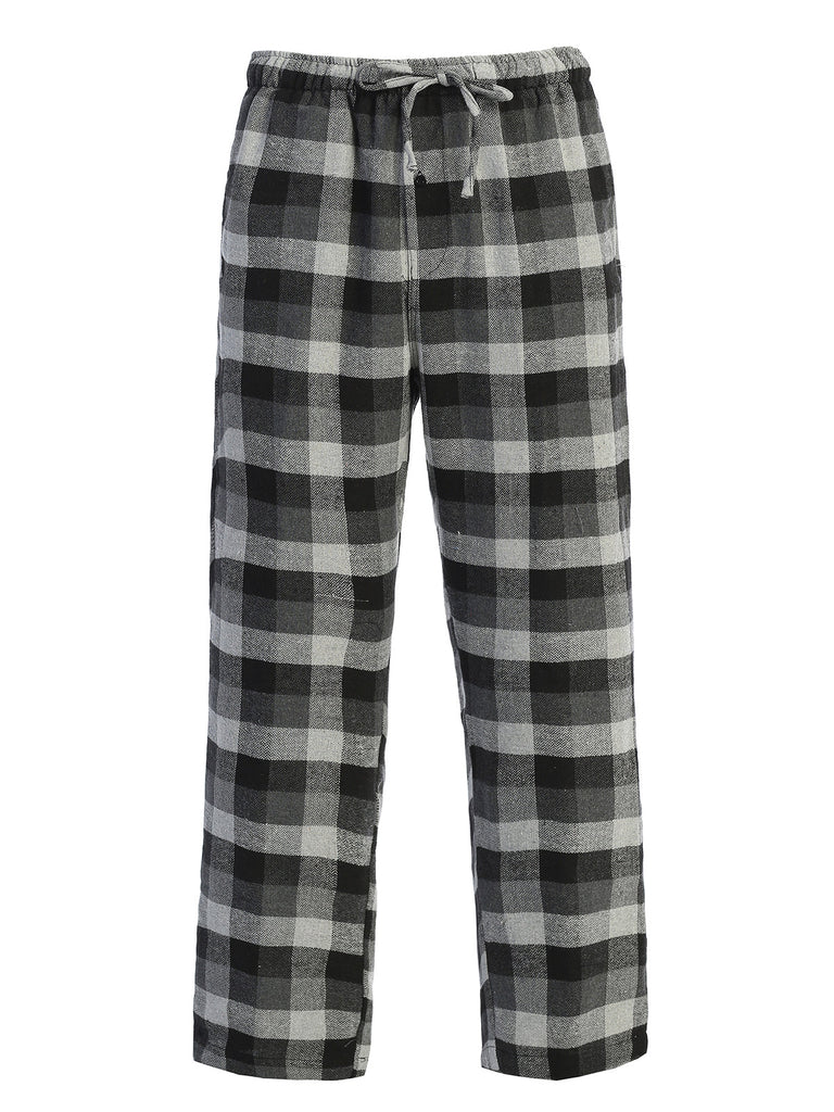 PJ-92 Men's Yarn Dye Brushed Flannel Pajama Pants, Elastic Waist