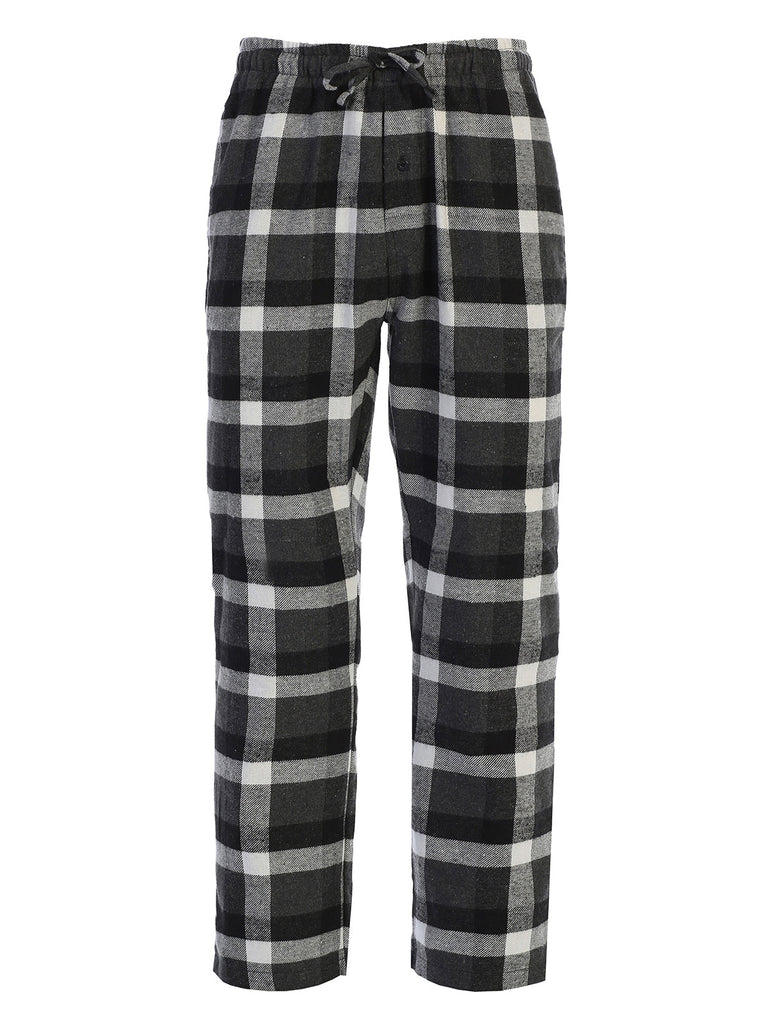 PJ-92 Men's Yarn Dye Brushed Flannel Pajama Pants, Elastic Waist