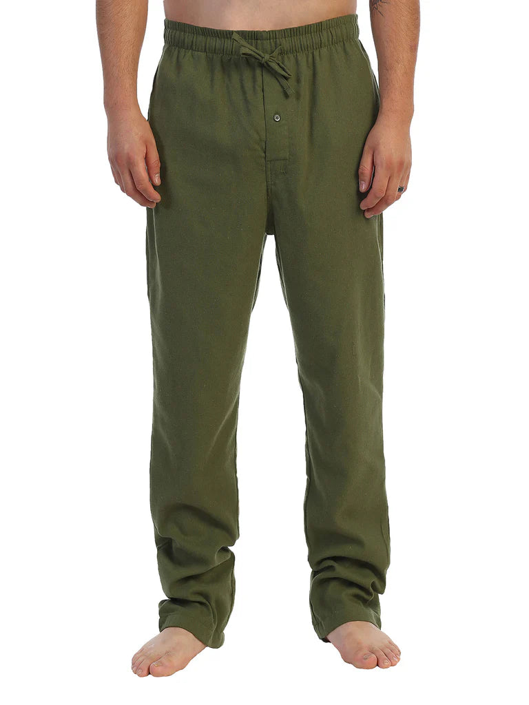 PJ-92 Men's Yarn Dye Brushed Flannel Pajama Pants, Elastic Waist