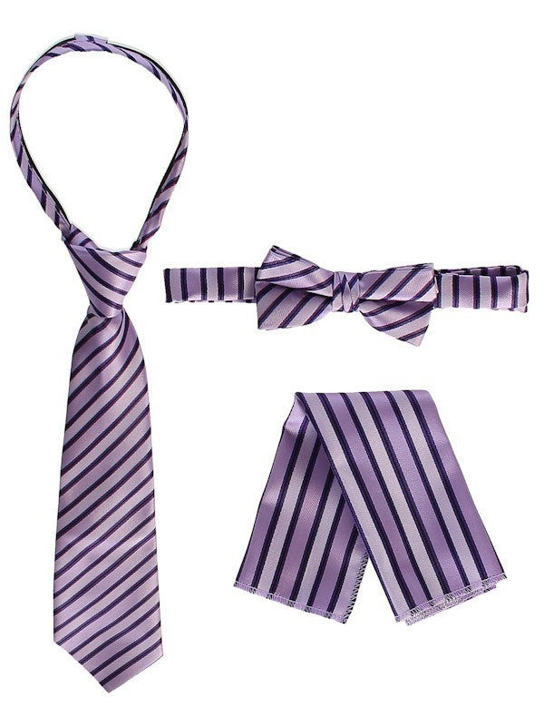 RTS-BOYS-3 PC SET-CTRIPED-TIE-BOWTIE-P SQ-17 COLORS-SIZE 2-4 AND 5-7 AND 8-18