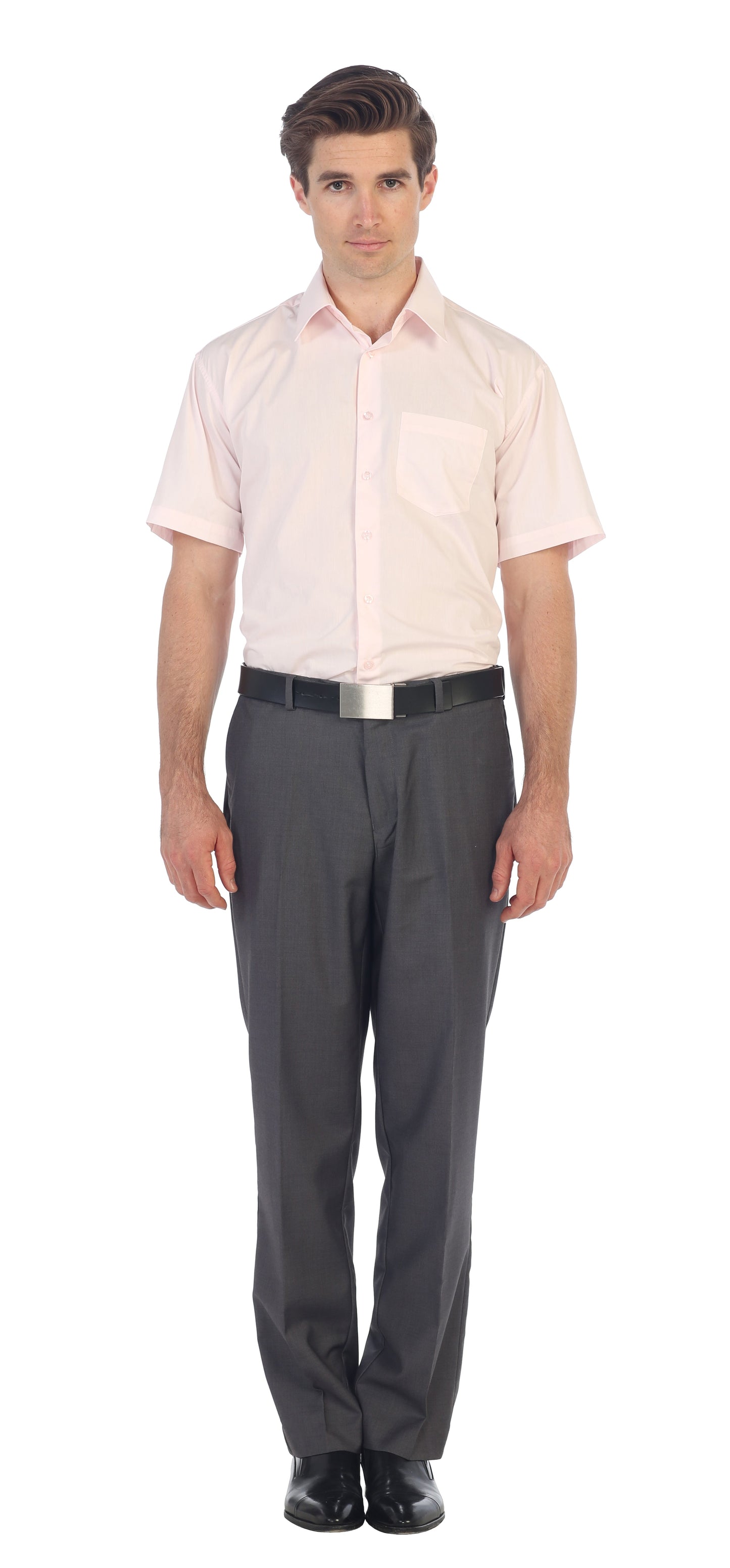 Men's Short Sleeve Solid Dress Shirt