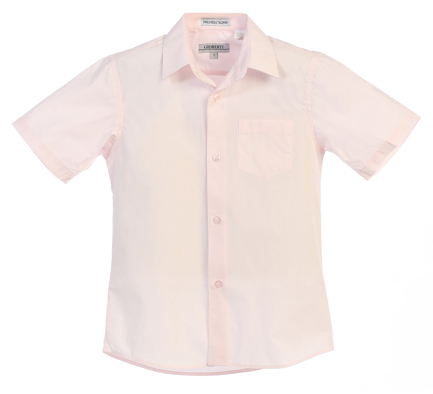 DS-85S Boy's Short Sleeve Solid Dress Shirt IN 7 CLORS (R BLUE-CORAL-PINK-TEAL GREEN-PURPLE-RED-TURQ) SIZE 4-18) SIZE 4-18