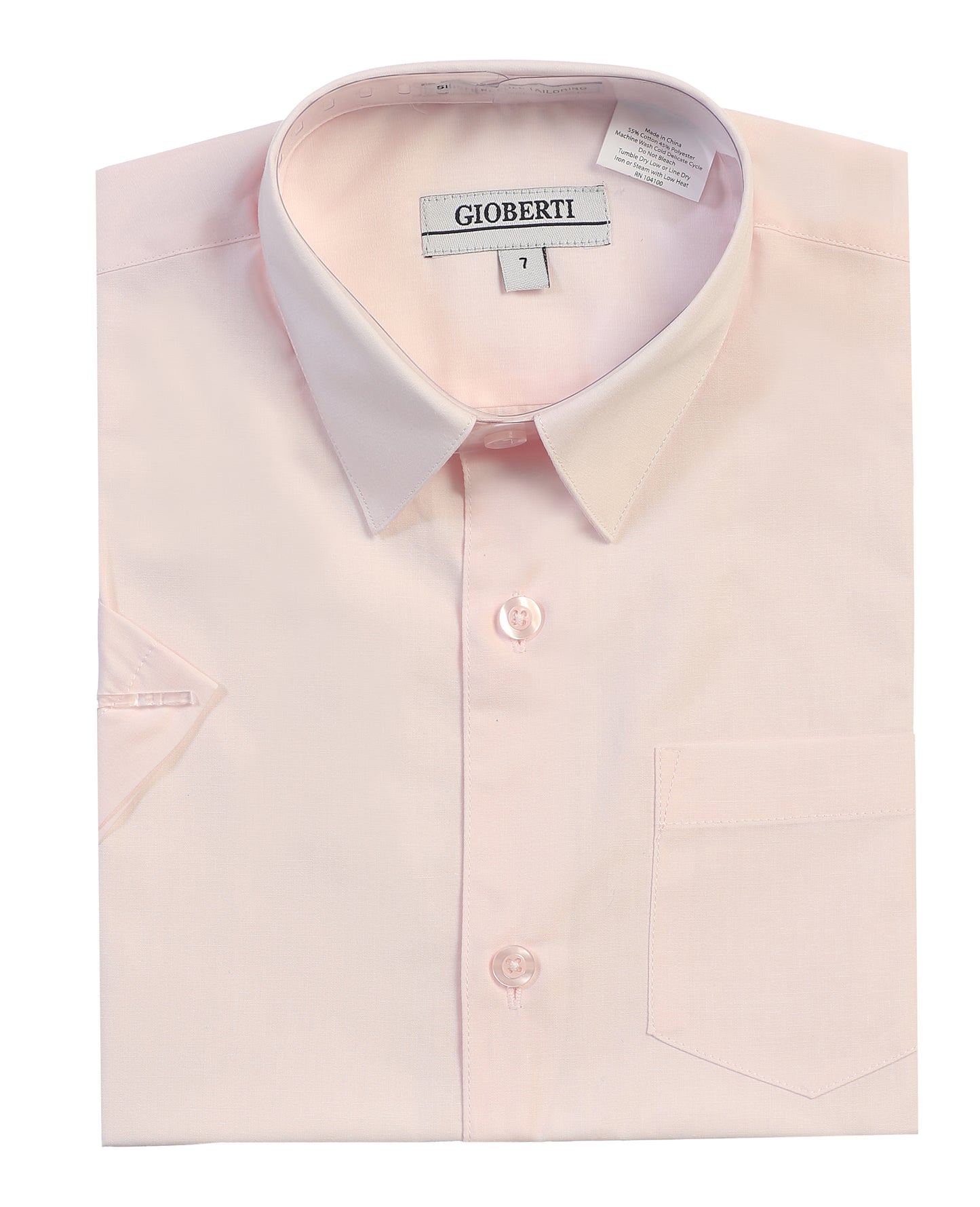 DS-85S Boy's Short Sleeve Solid Dress Shirt IN 7 CLORS (R BLUE-CORAL-PINK-TEAL GREEN-PURPLE-RED-TURQ) SIZE 4-18) SIZE 4-18