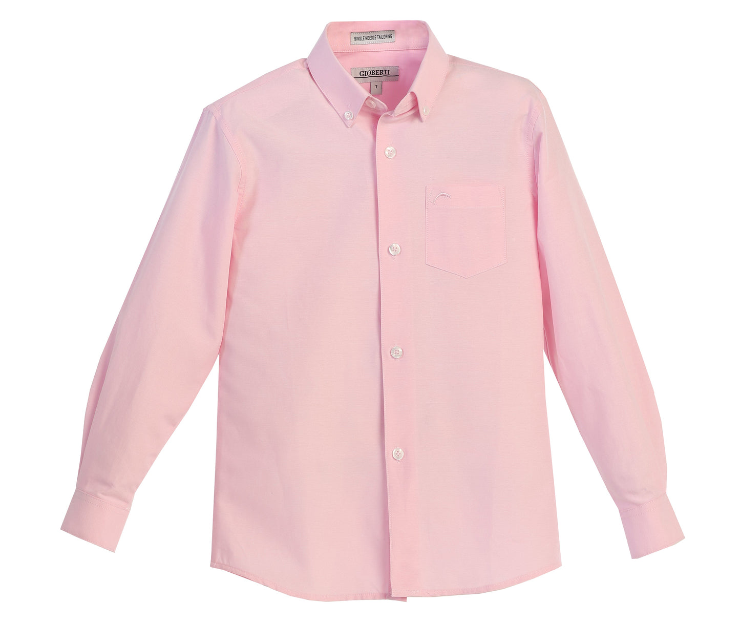 DSX-85 Boy's Oxford Long Sleeve Dress Shirt 6 COLORS (L BLUE-WHITE-PINK-AQUA-BLACK-YELLOW) SIZE 4-18