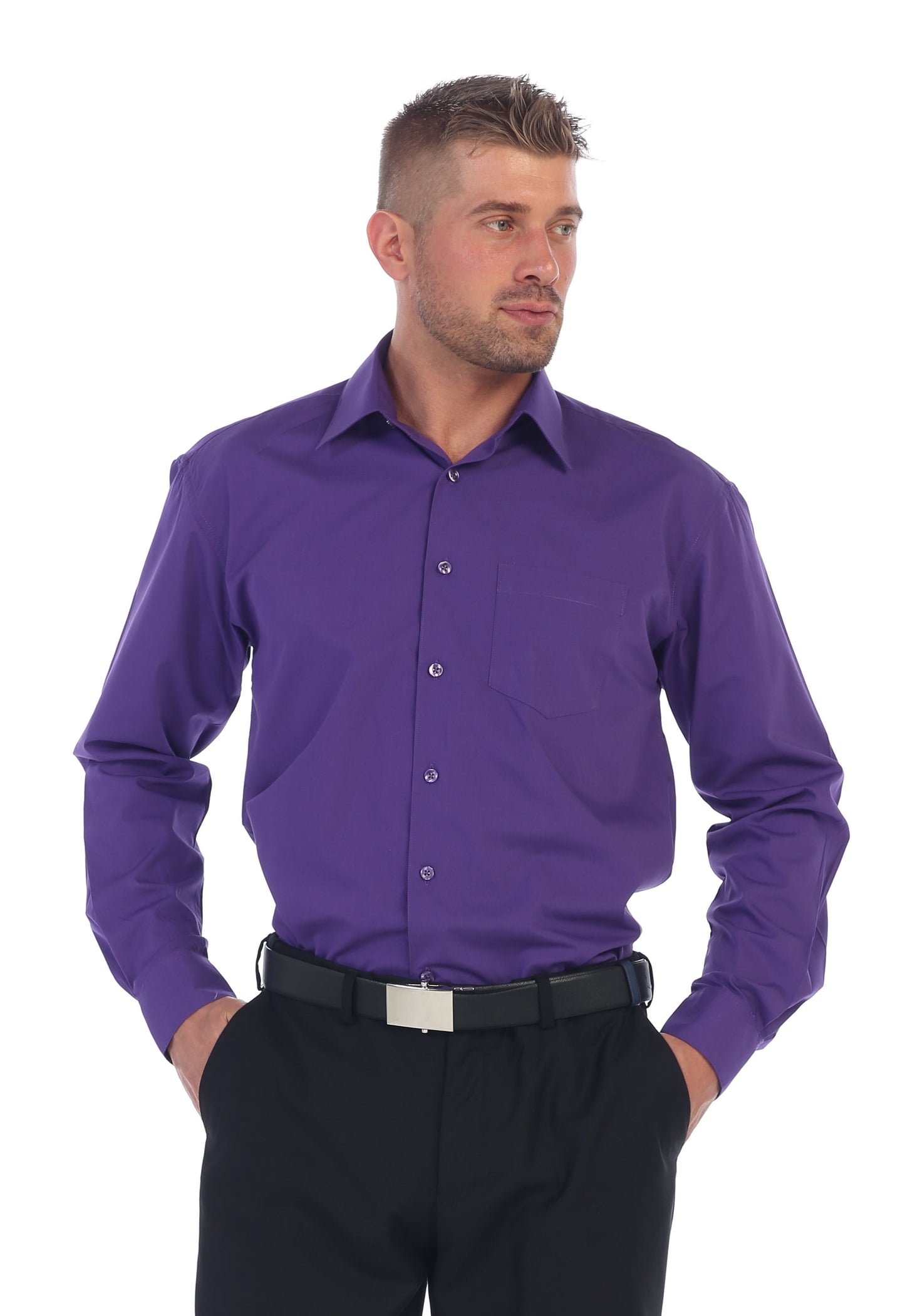 Men's Long Sleeve Solid Dress Shirt
