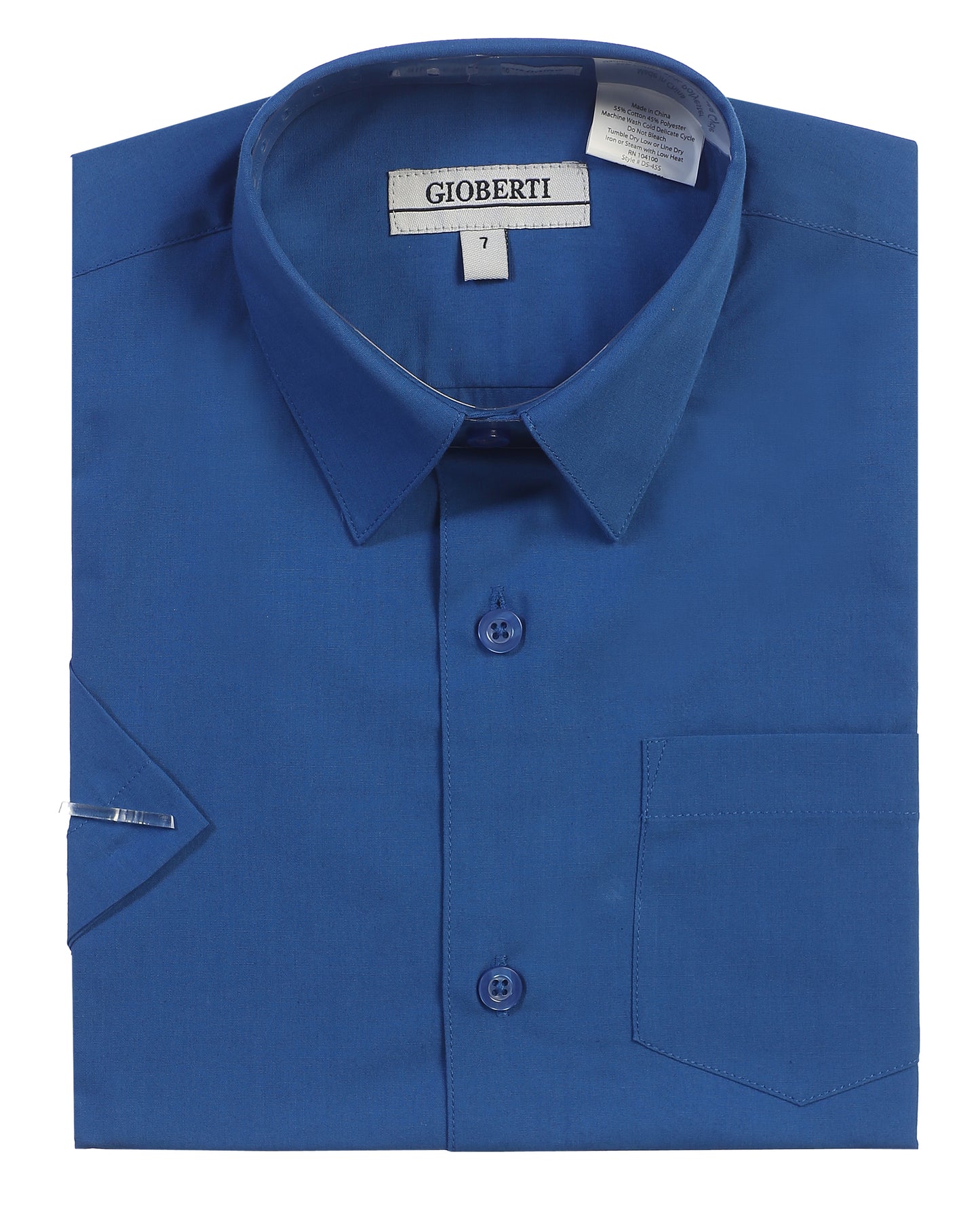 DS-85S Boy's Short Sleeve Solid Dress Shirt IN 7 CLORS (R BLUE-CORAL-PINK-TEAL GREEN-PURPLE-RED-TURQ) SIZE 4-18) SIZE 4-18