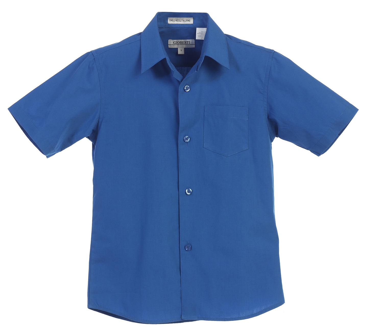 DS-85S Boy's Short Sleeve Solid Dress Shirt IN 7 CLORS (R BLUE-CORAL-PINK-TEAL GREEN-PURPLE-RED-TURQ) SIZE 4-18) SIZE 4-18