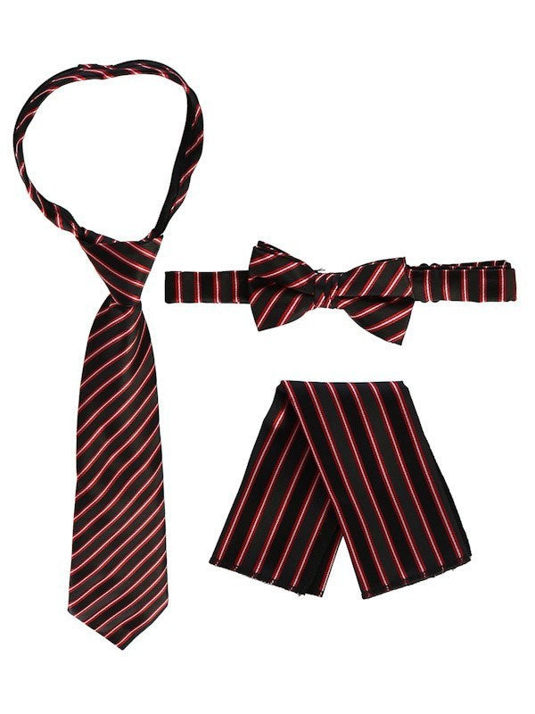 RTS-BOYS-3 PC SET-CTRIPED-TIE-BOWTIE-P SQ-17 COLORS-SIZE 2-4 AND 5-7 AND 8-18
