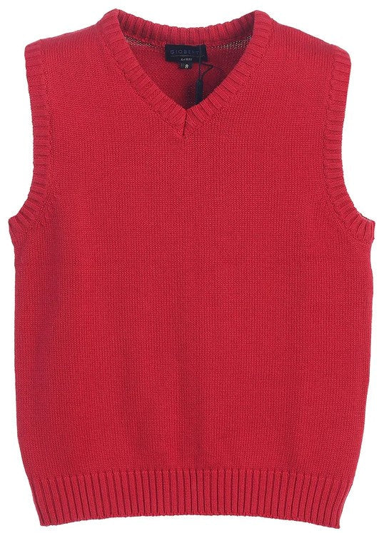 SW-871 CARDIGAN V-NECK SWEATER VEST - 6 COLORS - SIZE 2-18