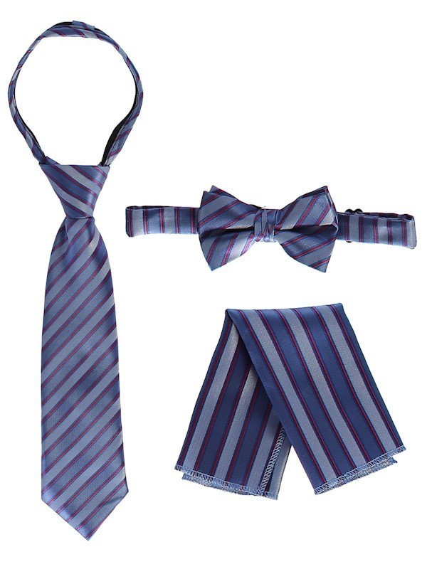 RTS-BOYS-3 PC SET-CTRIPED-TIE-BOWTIE-P SQ-17 COLORS-SIZE 2-4 AND 5-7 AND 8-18