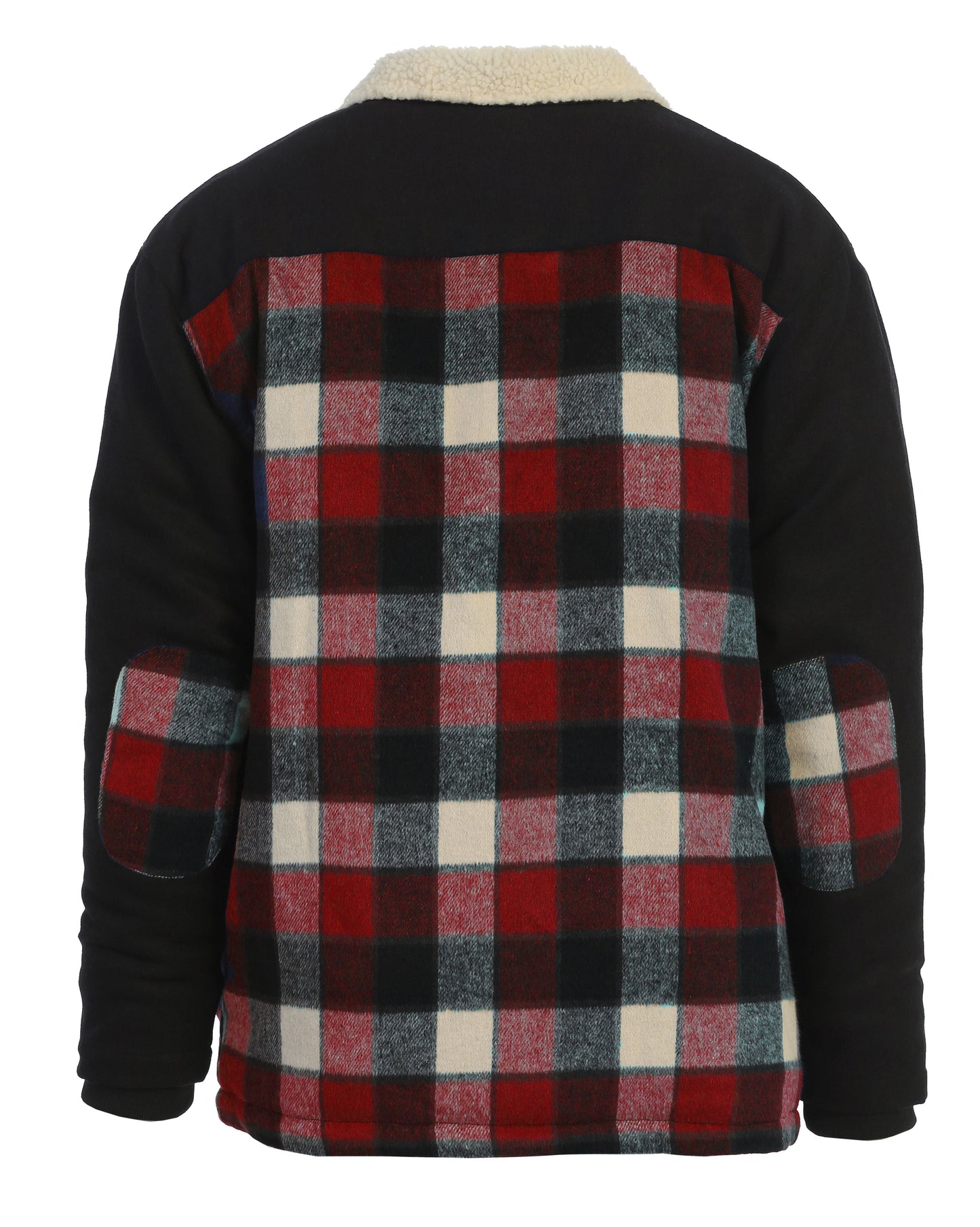 JA-902Men's Full Zip Wool-Like Plaid Jacket with Warm Cozy Inner Padding and Sherpa Collar