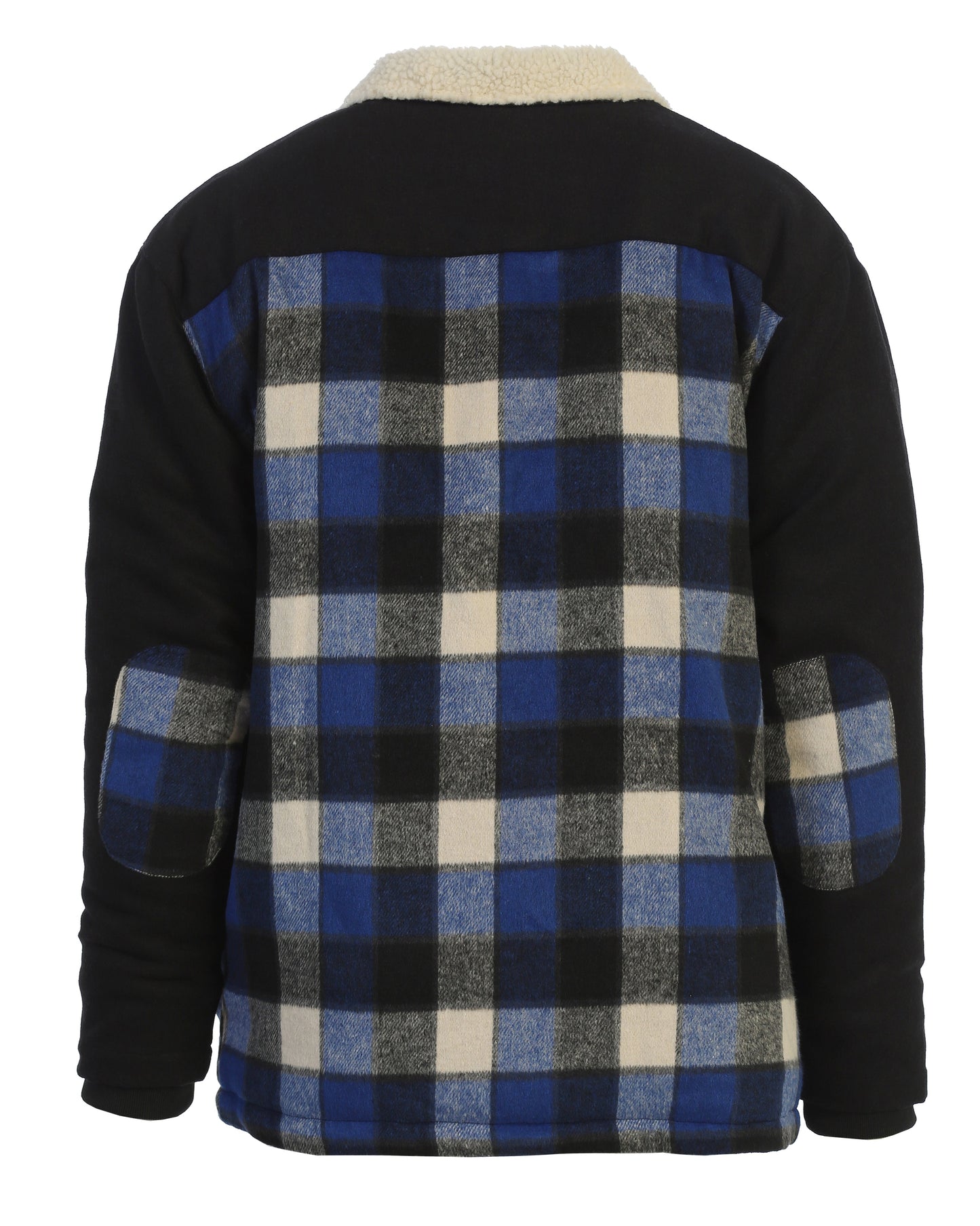JA-902Men's Full Zip Wool-Like Plaid Jacket with Warm Cozy Inner Padding and Sherpa Collar