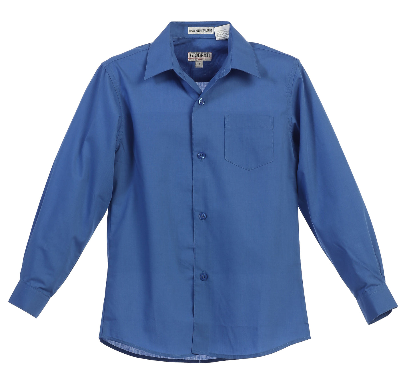 DS-85 Boys Long Sleeve Solid Dress ShirtIN 7 COLORS ( WHITE-BLACK-GREEN-R BLUE-KHAKI-L BLUE-PURPLE ) SIZE 2-18