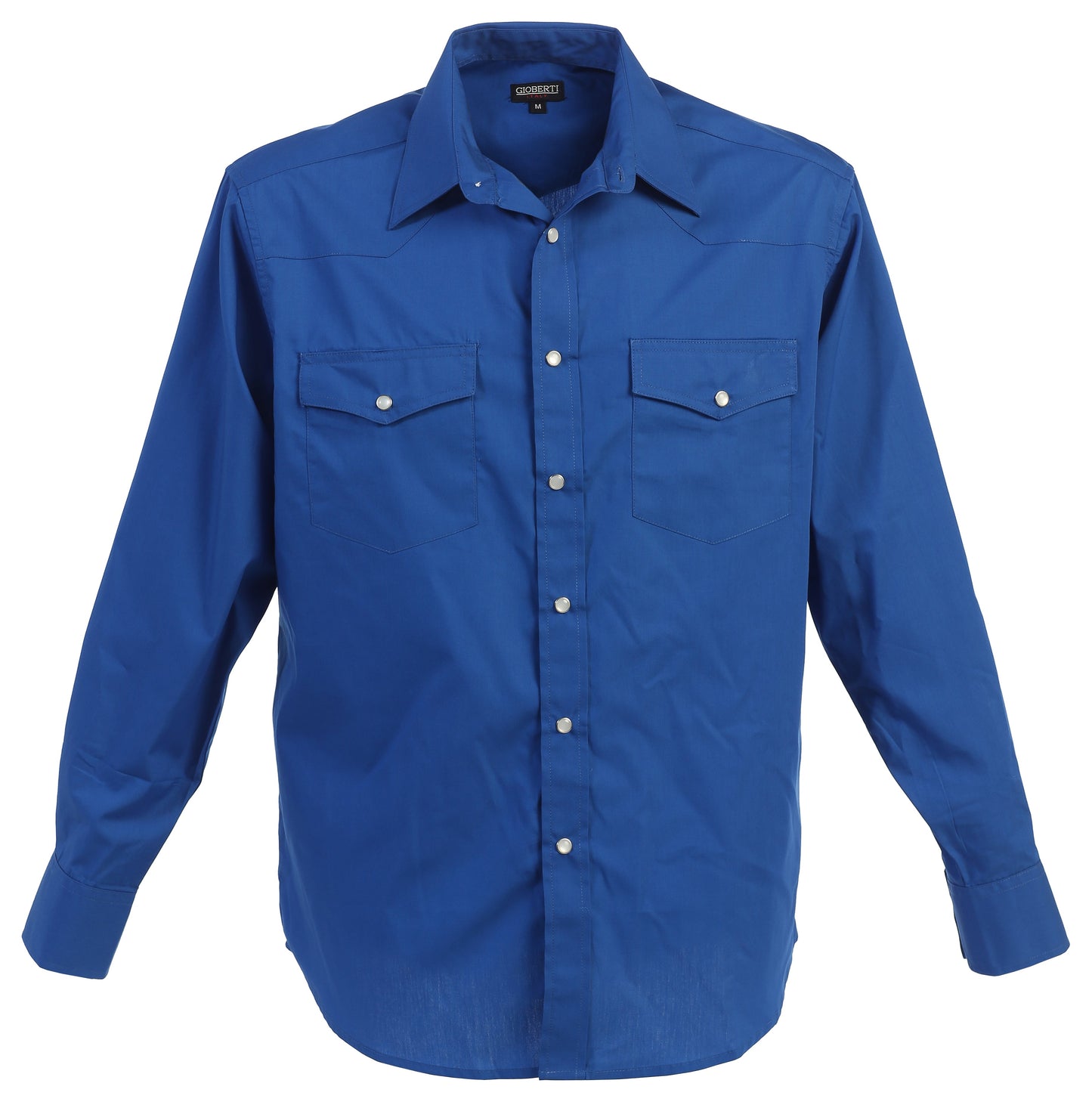 Men’s Solid Long Sleeve Western Shirt with Pearl Snap-on Buttons