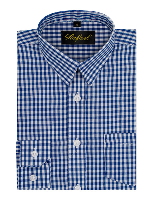 S701 BOYS CHECKERED FORMAL DRESS SHIRT IN 6 COLORS SIZE 2-20