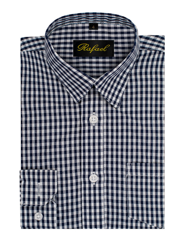 S701 BOYS CHECKERED FORMAL DRESS SHIRT IN 6 COLORS SIZE 2-20