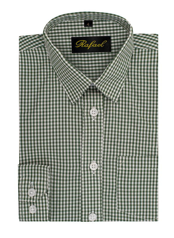 S701 BOYS CHECKERED FORMAL DRESS SHIRT IN 6 COLORS SIZE 2-20