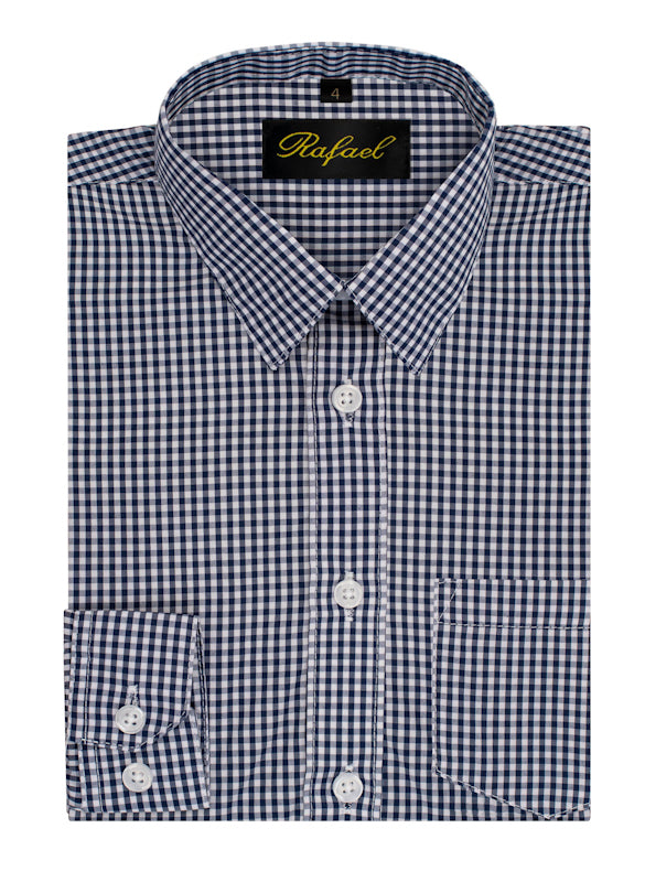 S701 BOYS CHECKERED FORMAL DRESS SHIRT IN 5 COLORS SIZE 2-20