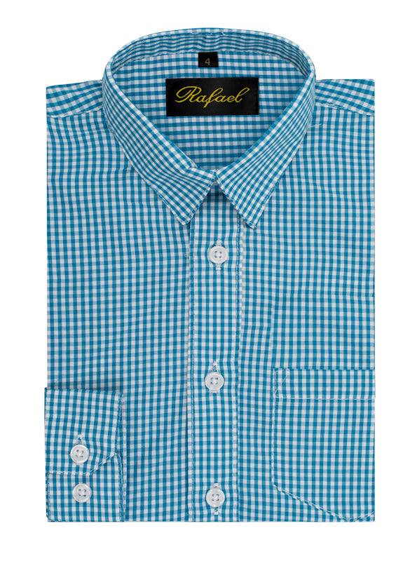 S701 BOYS CHECKERED FORMAL DRESS SHIRT IN 5 COLORS SIZE 2-20