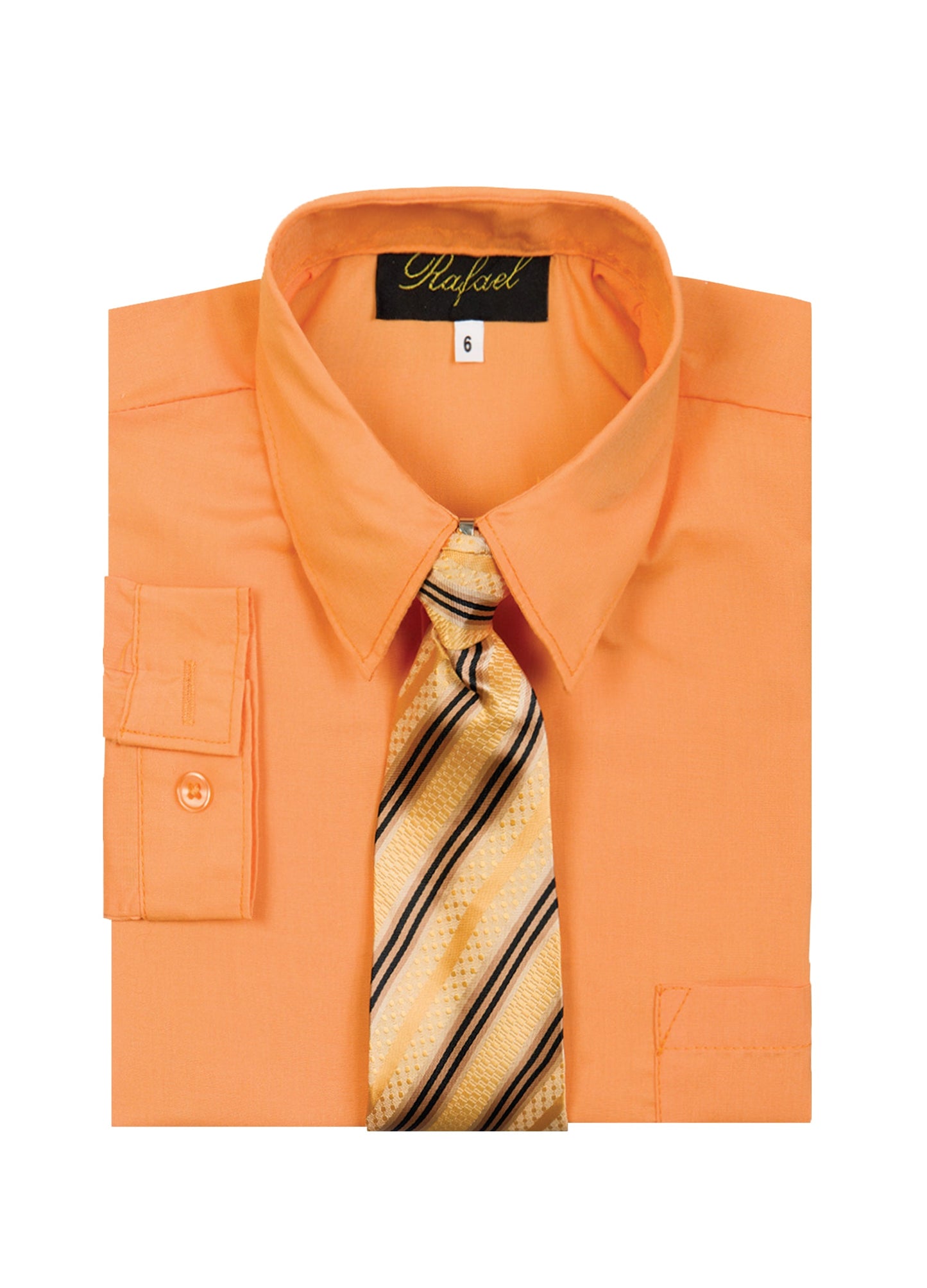 S-858 Boys formal dress shirt with striped tie IN 6 COLORS (PUMKIN-PURPL-TURQ-VIVID BLUE-LIME-CRYSTAL BLUE) SIZE 2-20