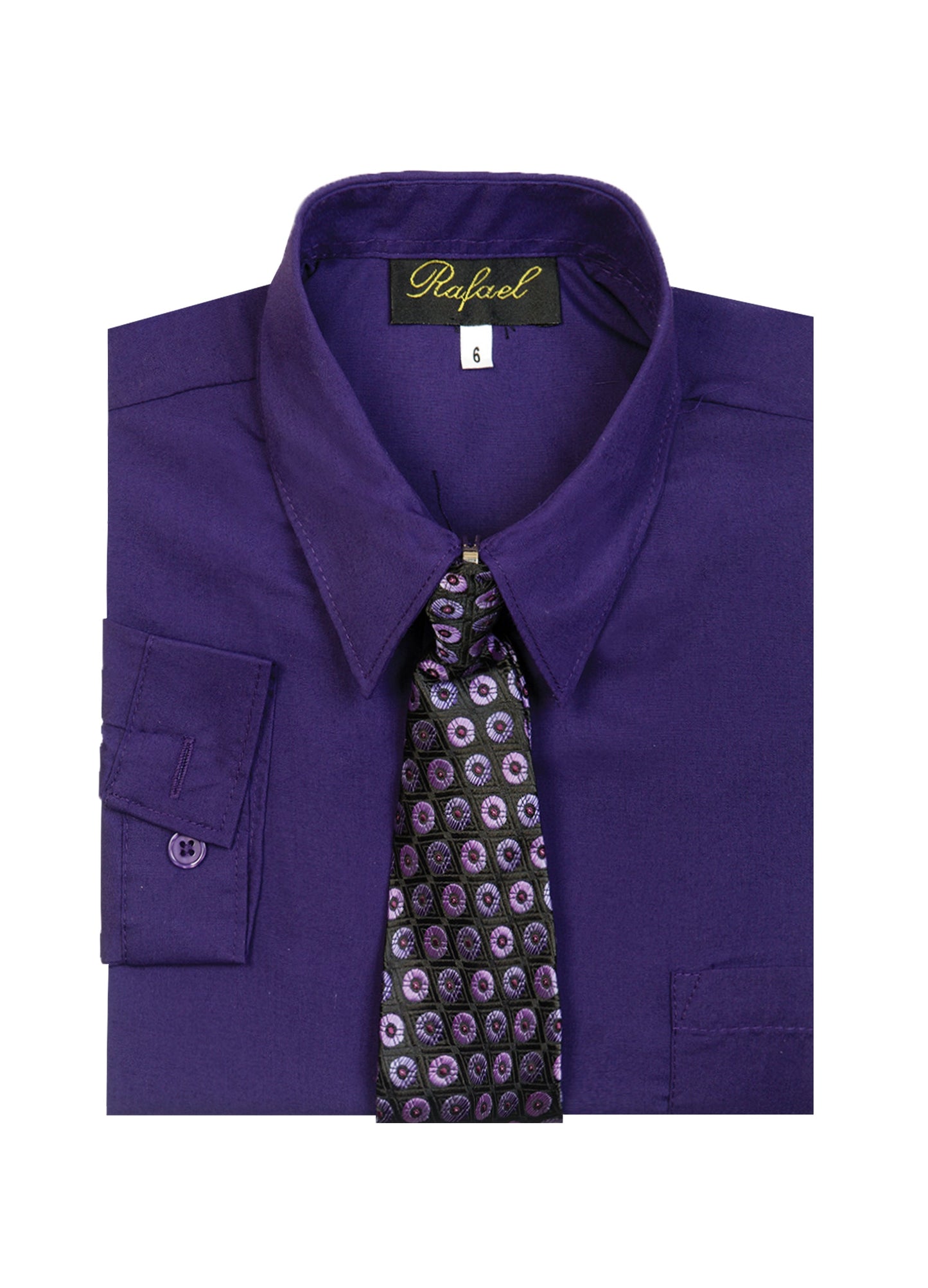 S-858 Boys formal dress shirt with striped tie IN 6 COLORS (PUMKIN-PURPL-TURQ-VIVID BLUE-LIME-CRYSTAL BLUE) SIZE 2-20