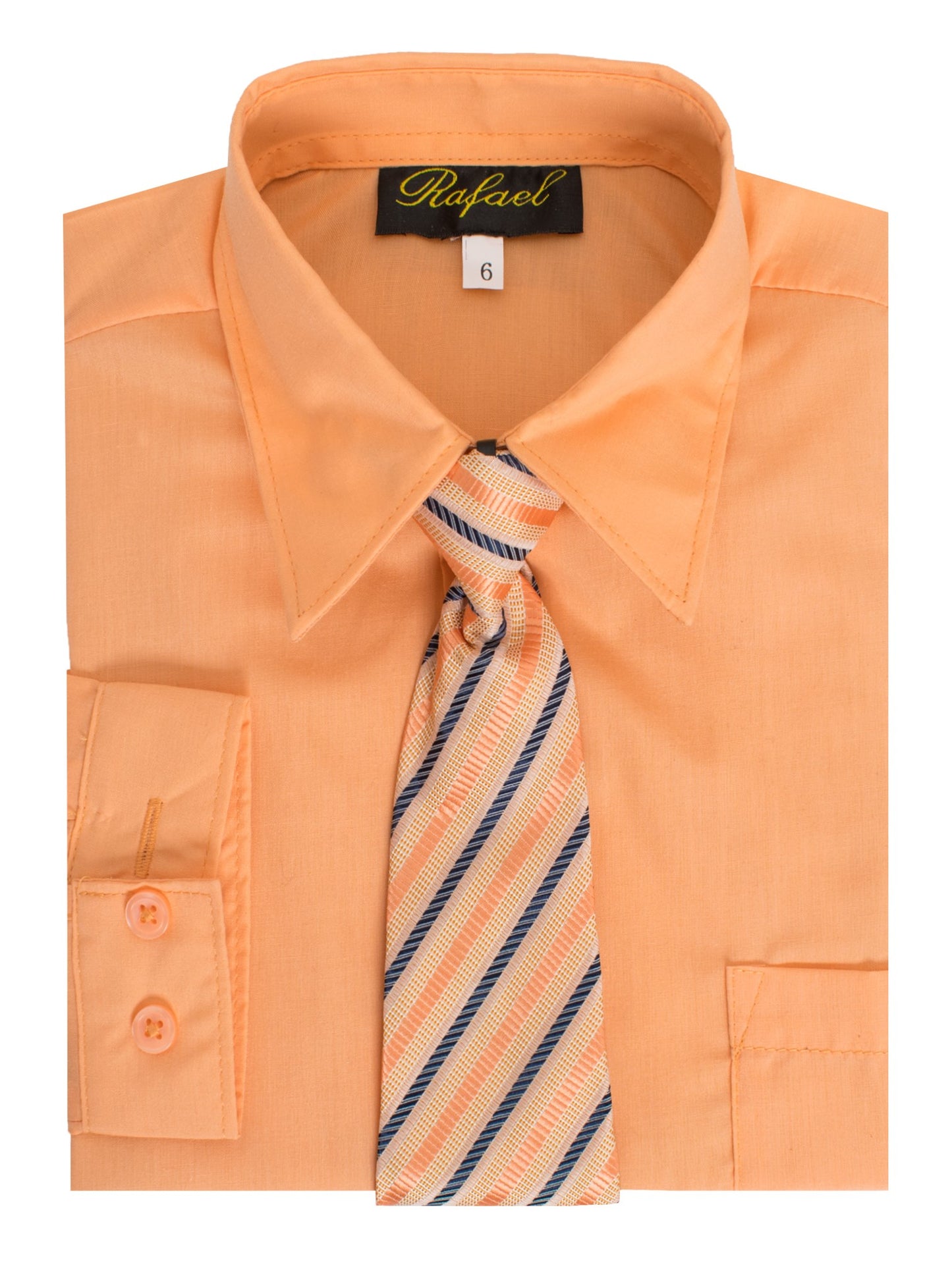 S-858 Boys formal dress shirt with striped tie IN 6 COLORS (BURGUNDY-LIGHT AQUA-SALMON-OLIVE-LIGHT YELLOW-ROYAL BLUE) SIZE 2-20