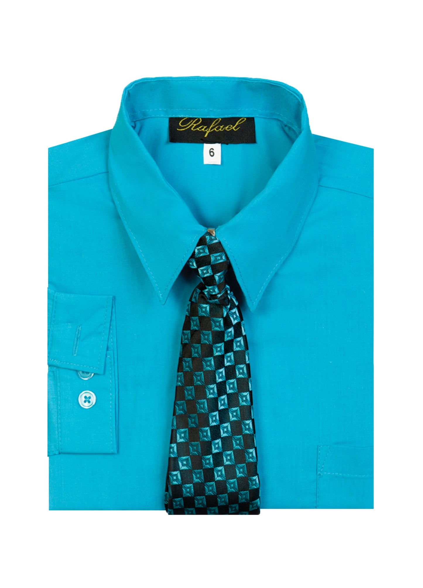S-858 Boys formal dress shirt with striped tie IN 6 COLORS (PUMKIN-PURPL-TURQ-VIVID BLUE-LIME-CRYSTAL BLUE) SIZE 2-20