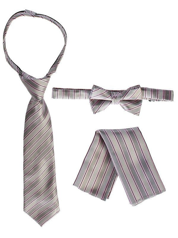 RTS-BOYS-3 PC SET-CTRIPED-TIE-BOWTIE-P SQ-17 COLORS-SIZE 2-4 AND 5-7 AND 8-18