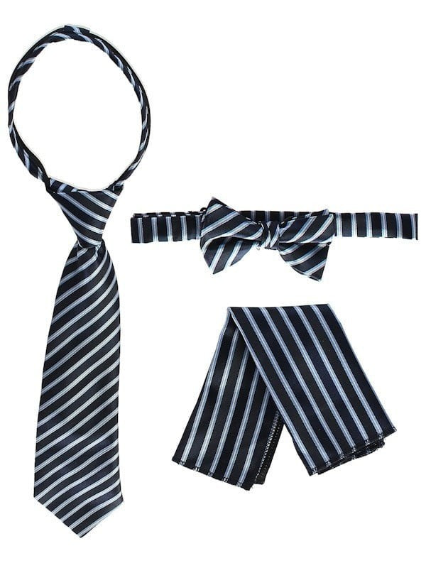 RTS-BOYS-3 PC SET-CTRIPED-TIE-BOWTIE-P SQ-17 COLORS-SIZE 2-4 AND 5-7 AND 8-18