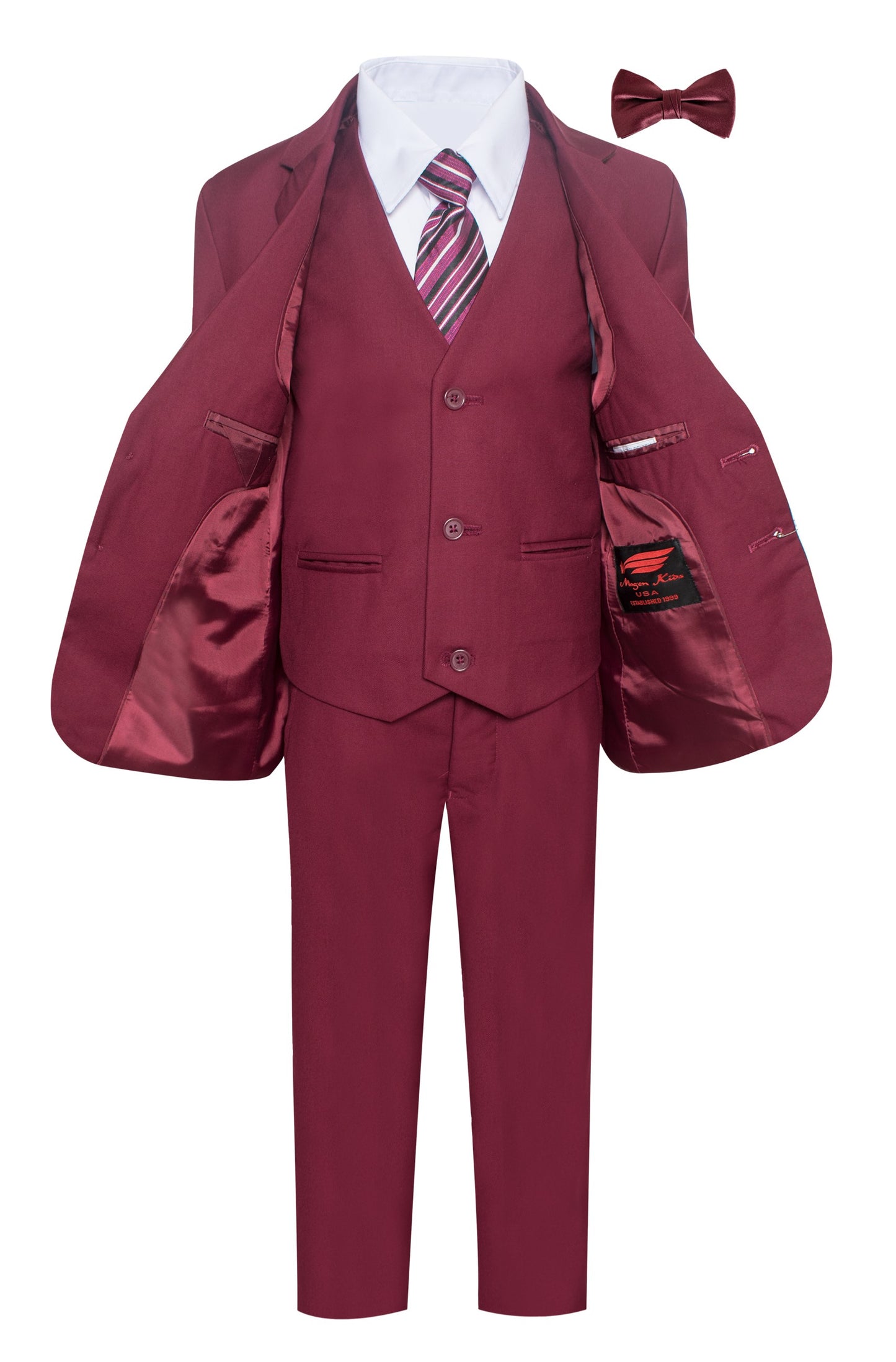 ST-6 Boys formal Burgundy suit Slim Fit (7 pcs)