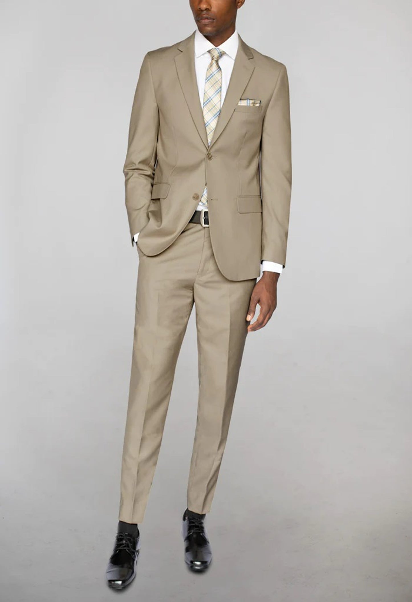ST-9 Men's Beige Notched Lapel Suit Slim Fit (2 PCS)