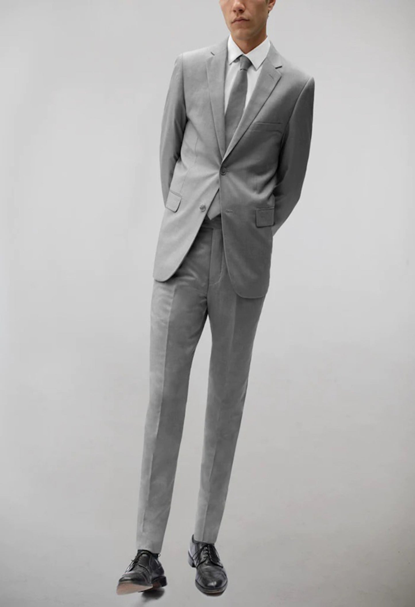 ST-16 Men's Light Gray Notched Lapel Suit Slim Fit (2 PCS)