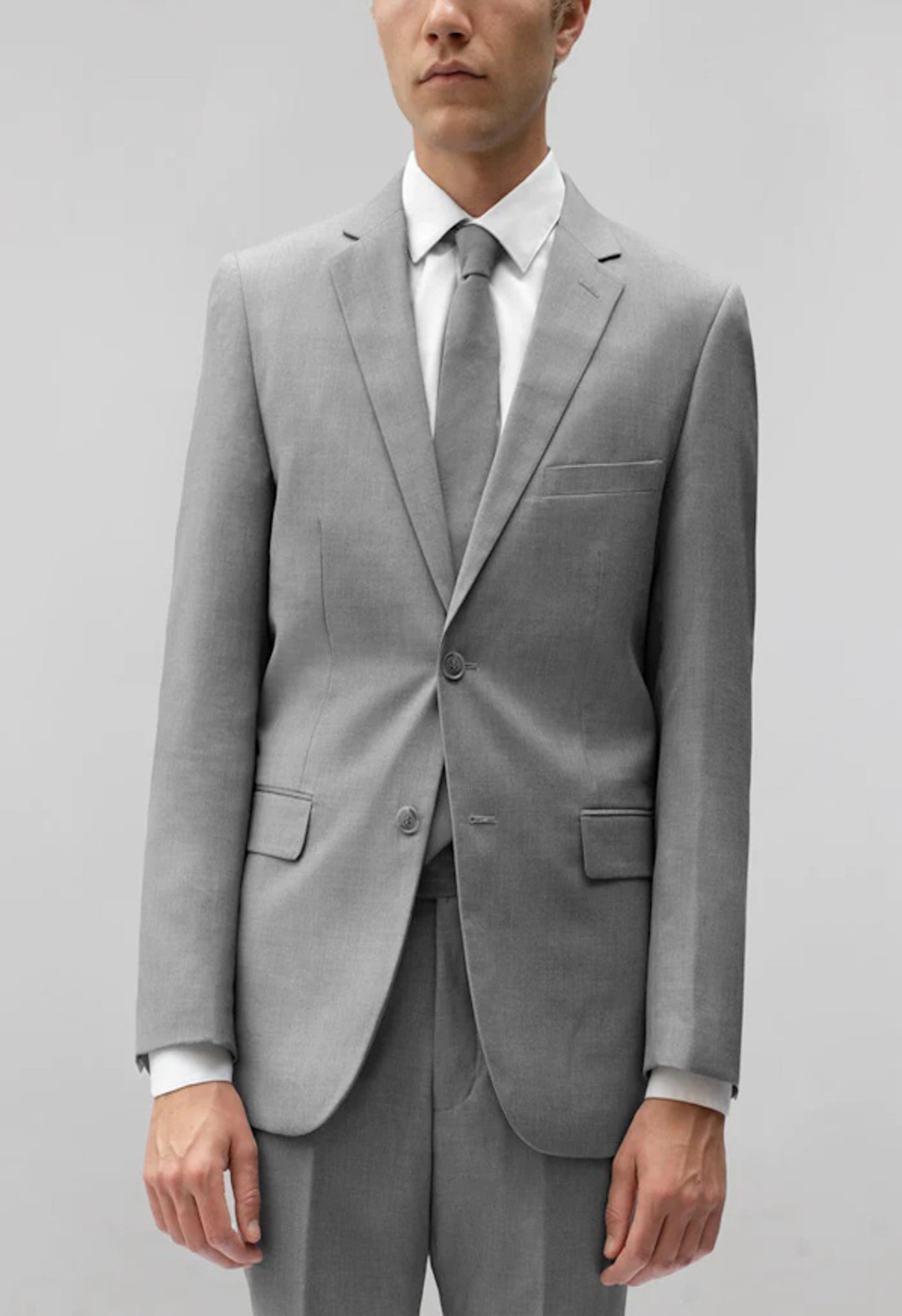 ST-16 Men's Light Gray Notched Lapel Suit Slim Fit (2 PCS)