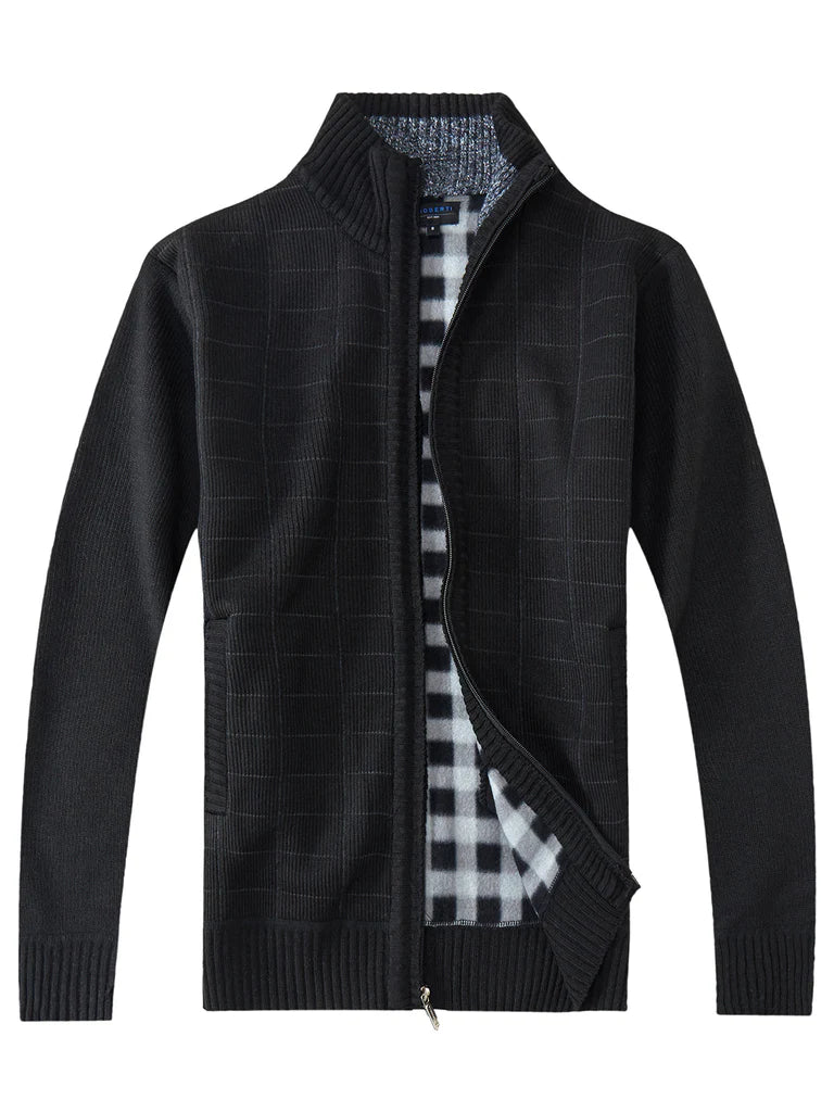 SW-913 MEN'S KNITTED FULL ZIP CARDIGAN SWEATER