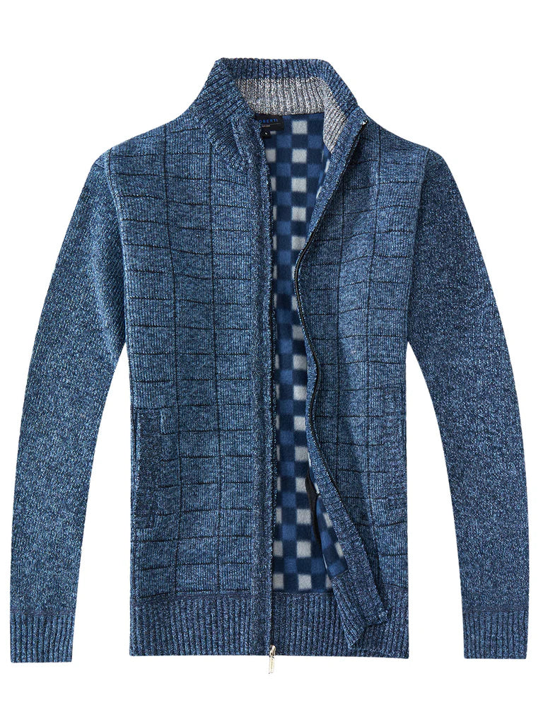 SW-913 MEN'S KNITTED FULL ZIP CARDIGAN SWEATER