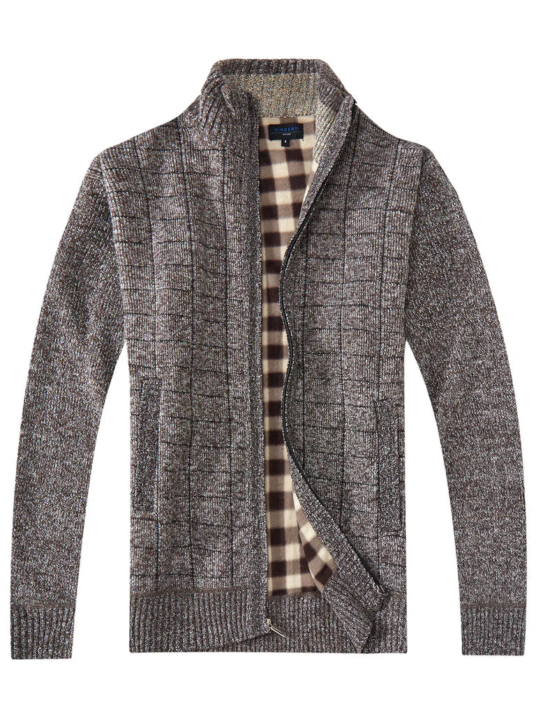 SW-913 MEN'S KNITTED FULL ZIP CARDIGAN SWEATER