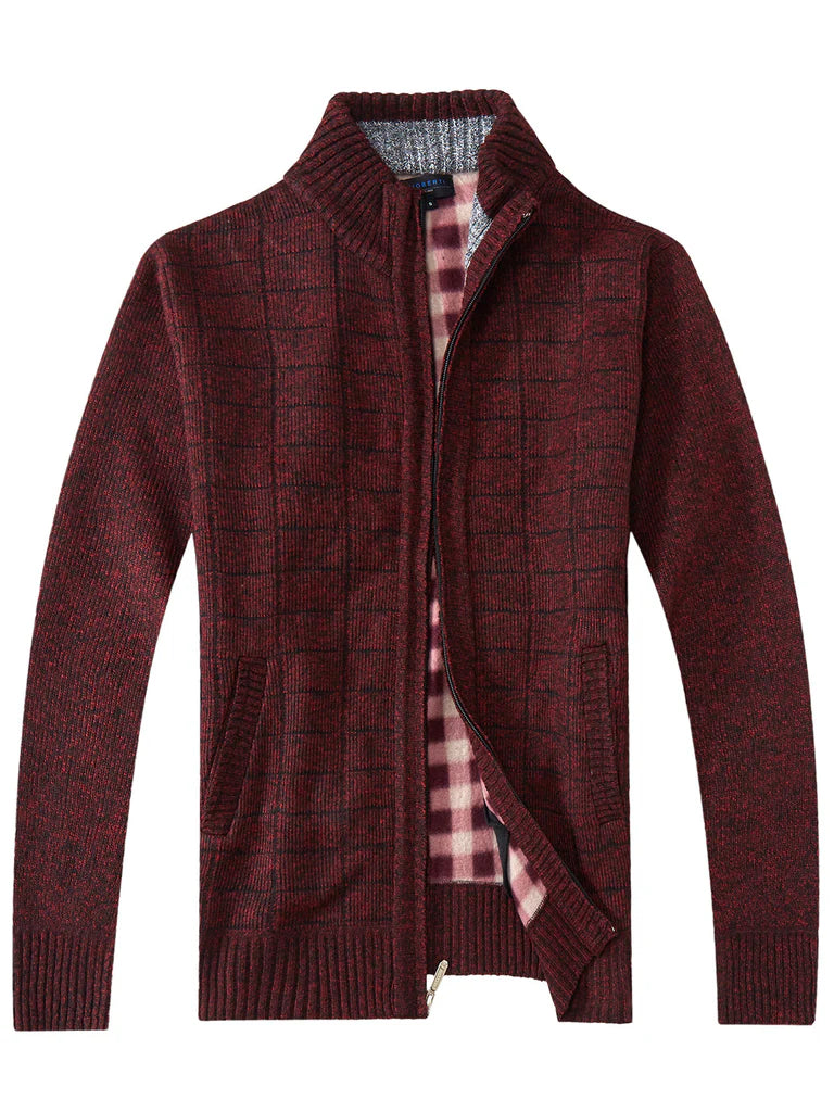 SW-913 MEN'S KNITTED FULL ZIP CARDIGAN SWEATER