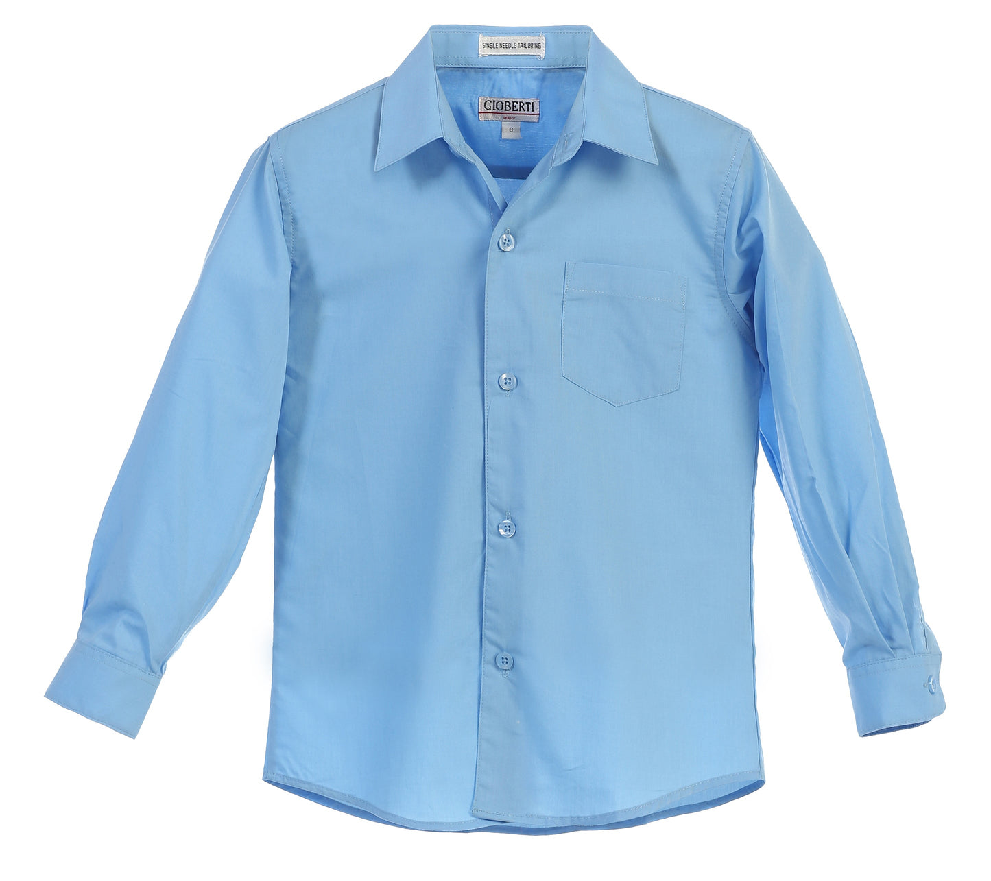 DS-85 Boys Long Sleeve Solid Dress ShirtIN 7 COLORS ( WHITE-BLACK-GREEN-R BLUE-KHAKI-L BLUE-PURPLE ) SIZE 2-18