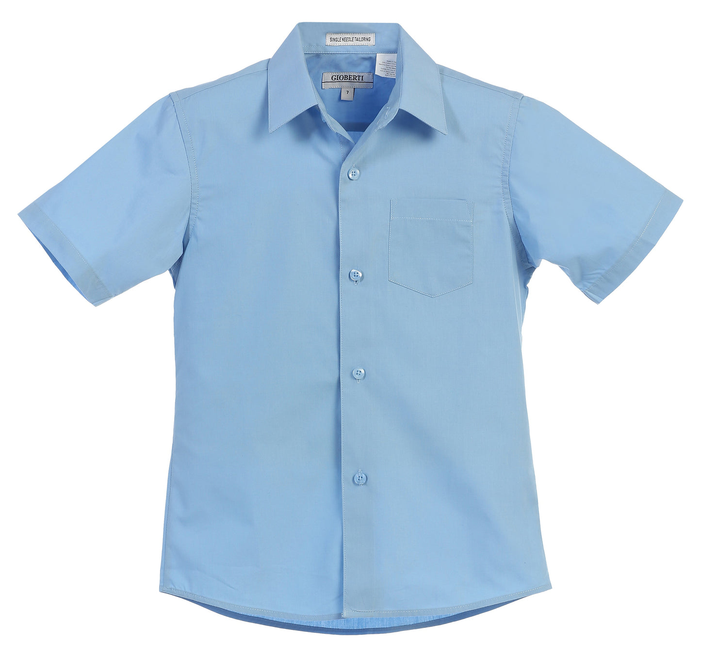 DS-85S Boy's Short Sleeve Solid Dress Shirt IN 6 CLORS (BURG-L BLUE-IVORY-GREEN-MINT-TEAL) SIZE 4-18