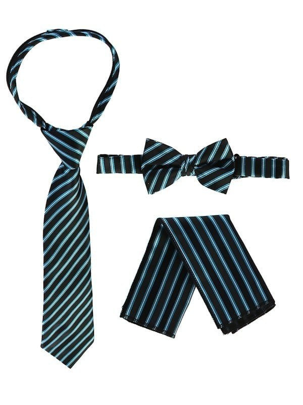 RTS-BOYS-3 PC SET-CTRIPED-TIE-BOWTIE-P SQ-17 COLORS-SIZE 2-4 AND 5-7 AND 8-18
