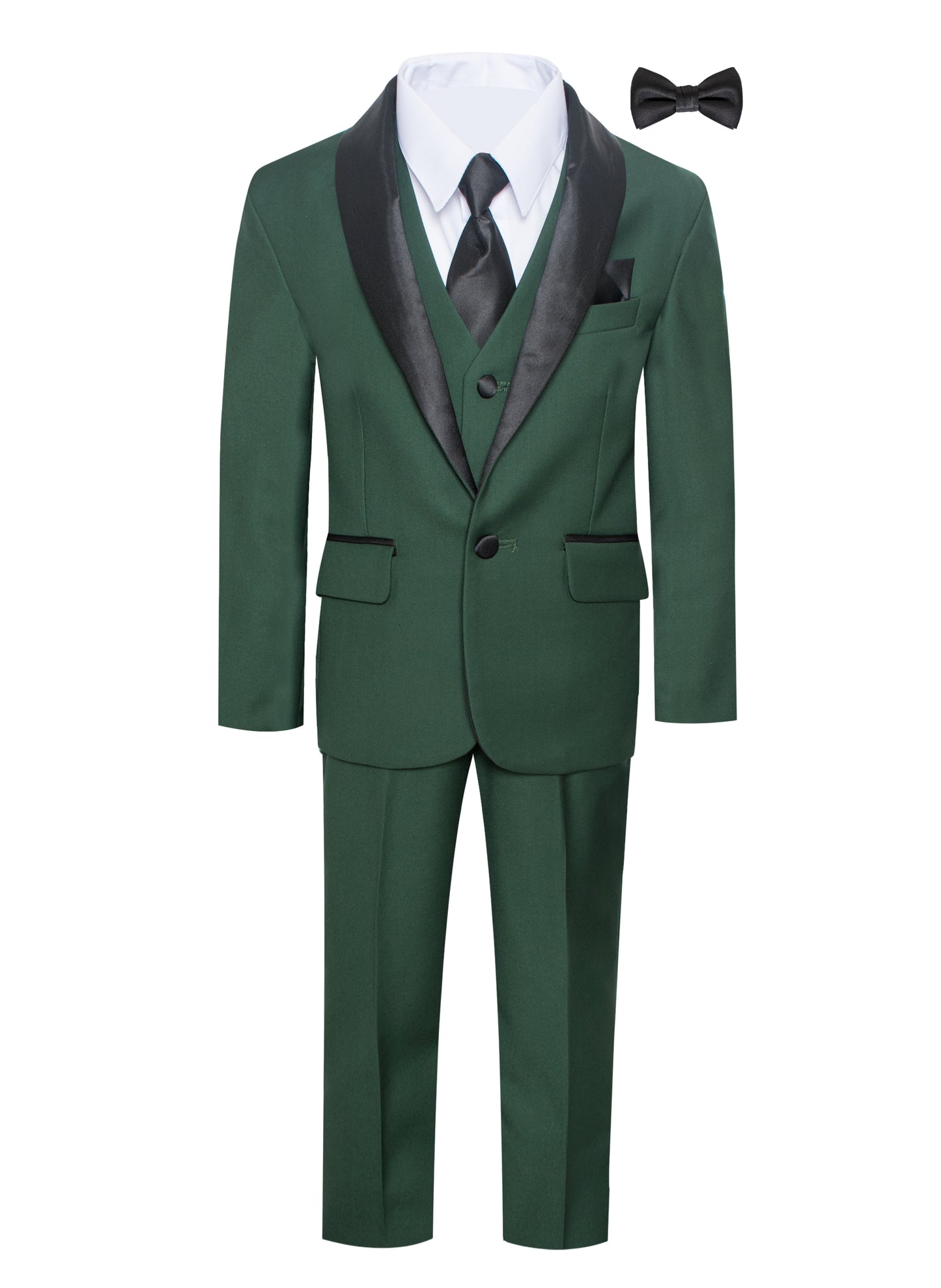 TX-1026 Boys formal Hunter Green Shawl Lapel tuxedo suit Slim Fit (7 pcs)