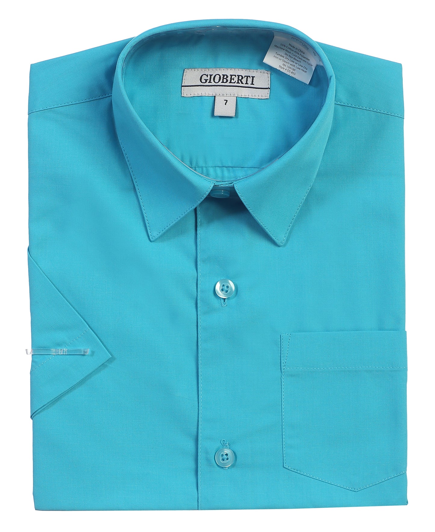 DS-85S Boy's Short Sleeve Solid Dress Shirt IN 6 CLORS (BURG-L BLUE-IVORY-GREEN-MINT-TEAL) SIZE 4-18