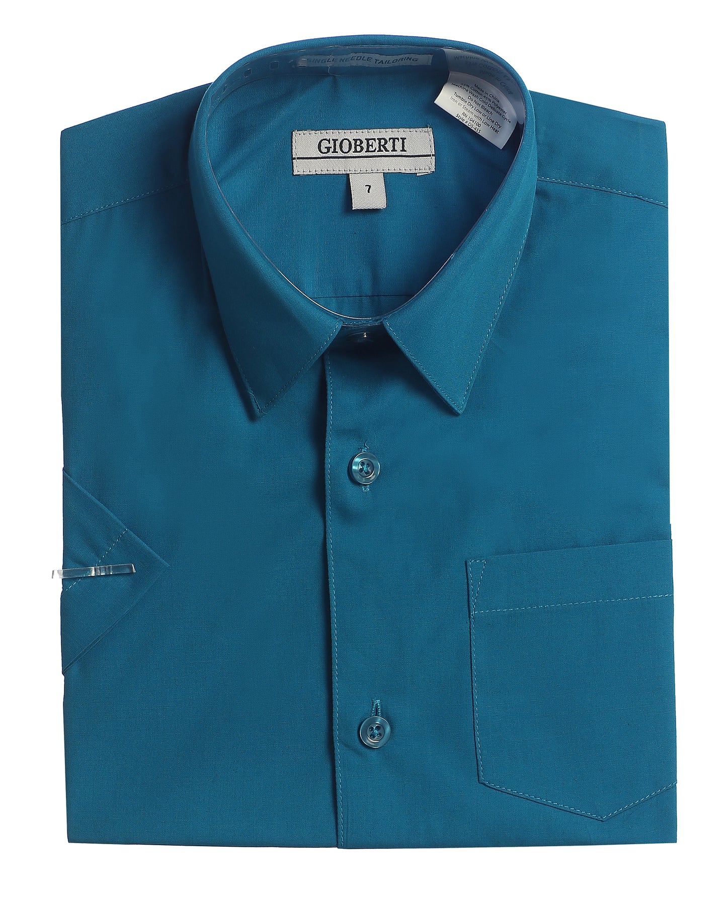 DS-85S Boy's Short Sleeve Solid Dress Shirt IN 7 CLORS (R BLUE-CORAL-PINK-TEAL GREEN-PURPLE-RED-TURQ) SIZE 4-18) SIZE 4-18