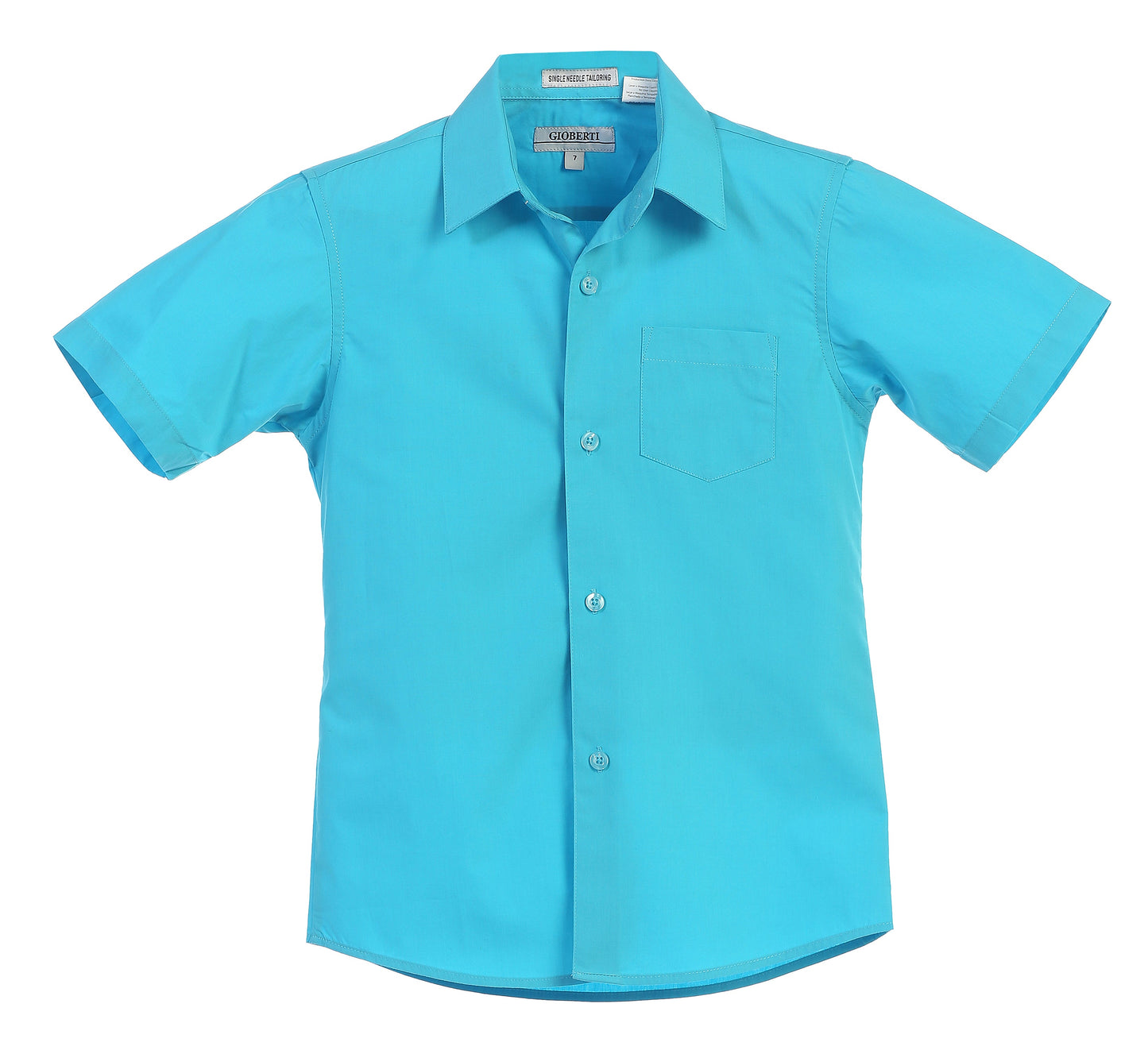 DS-85S Boy's Short Sleeve Solid Dress Shirt IN 6 CLORS (BURG-L BLUE-IVORY-GREEN-MINT-TEAL) SIZE 4-18