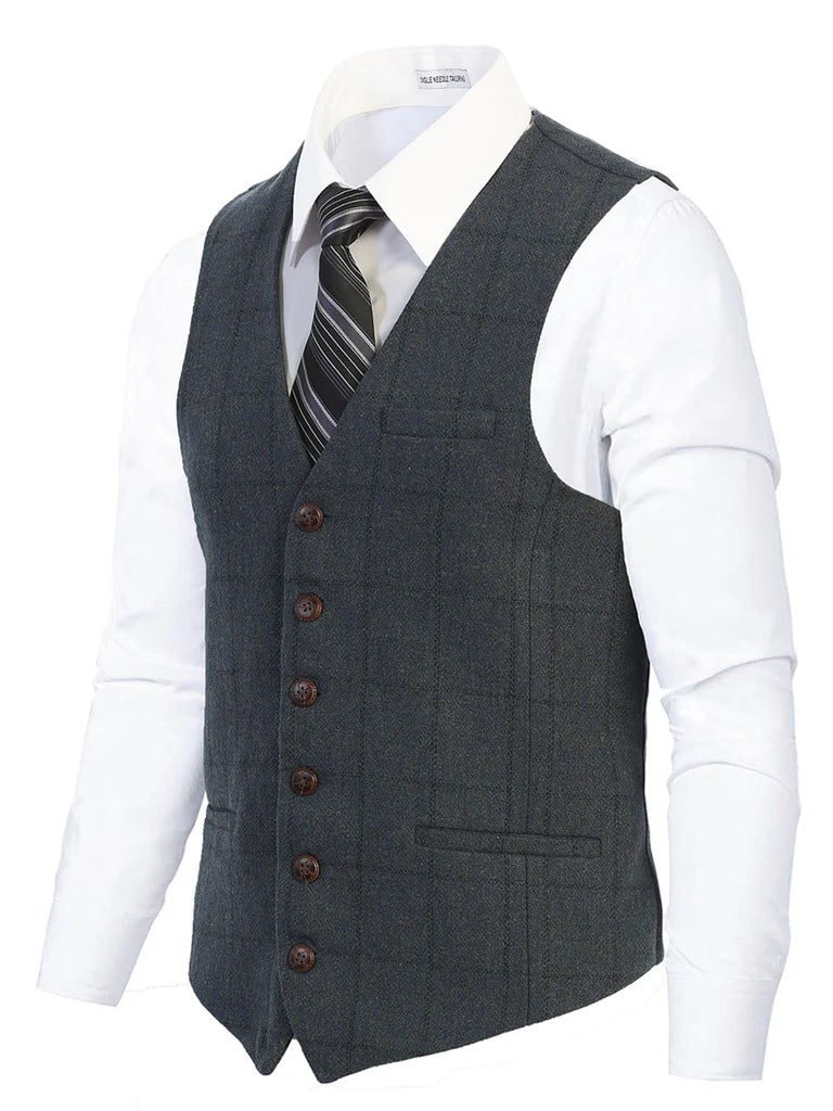 VS-951 Men's Graph/Plaid Tweed Vest