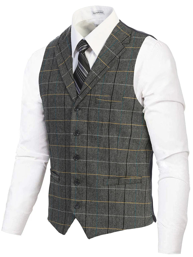 VS-952 MEN'S 5 BUTTON TAILORED COLLAR FORMAL SUIT VEST PART-B