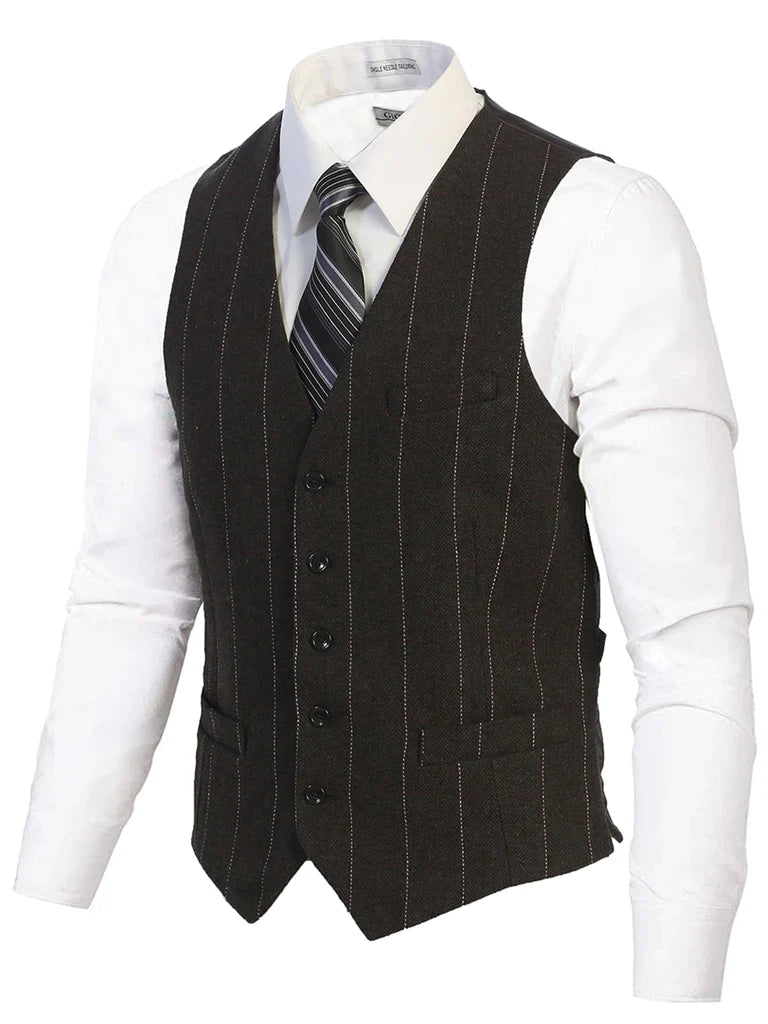 VS-953 Men's 5 Button Formal Tweed Suit Vest-PART-A