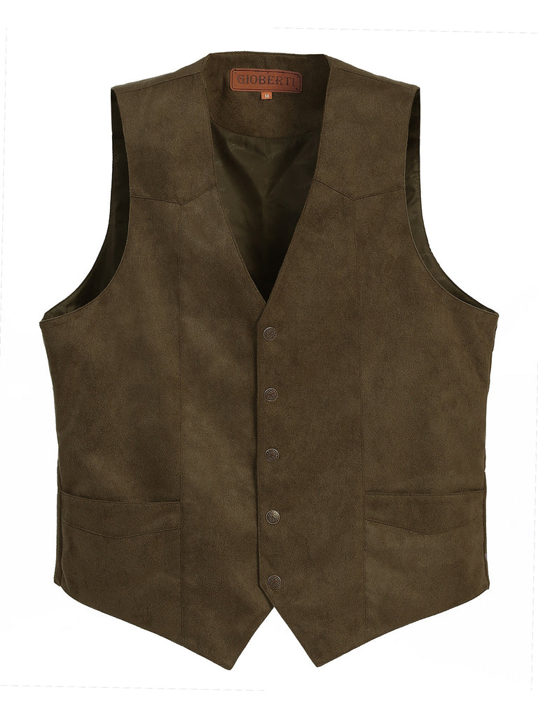 VS-95S MEN'S 5 BUTTON FAUX SUEDE VEST