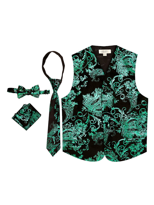 VSK-26P BOYS FORMAL VEST METALLIC IN 12 COLORS SIZE 8-18