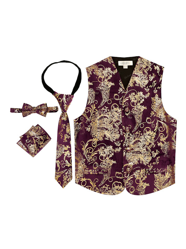 VSK-26P BOYS FORMAL VEST METALLIC IN 12 COLORS SIZE 8-18